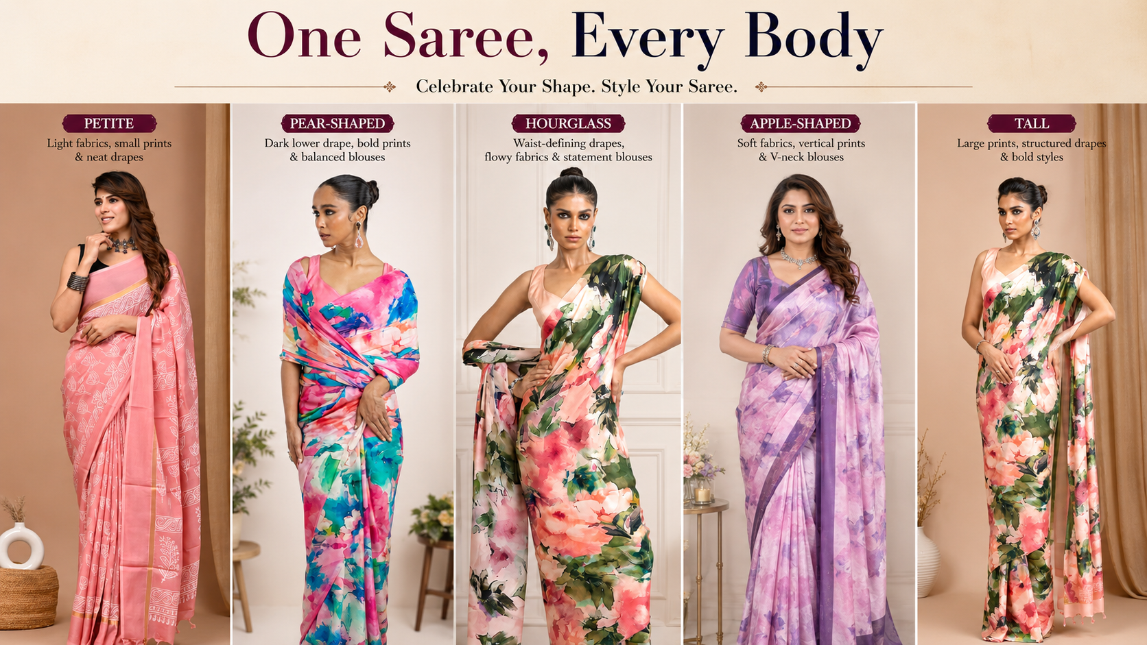 How to Choose the Perfect Printed Saree for Your Body Type | Complete Style Guide