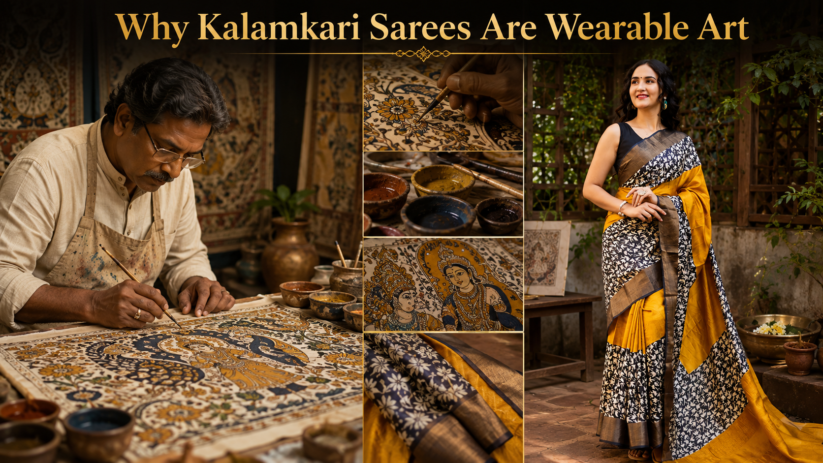 Why Handpainted Kalamkari Sarees Are Considered Wearable Art (Complete Guide)