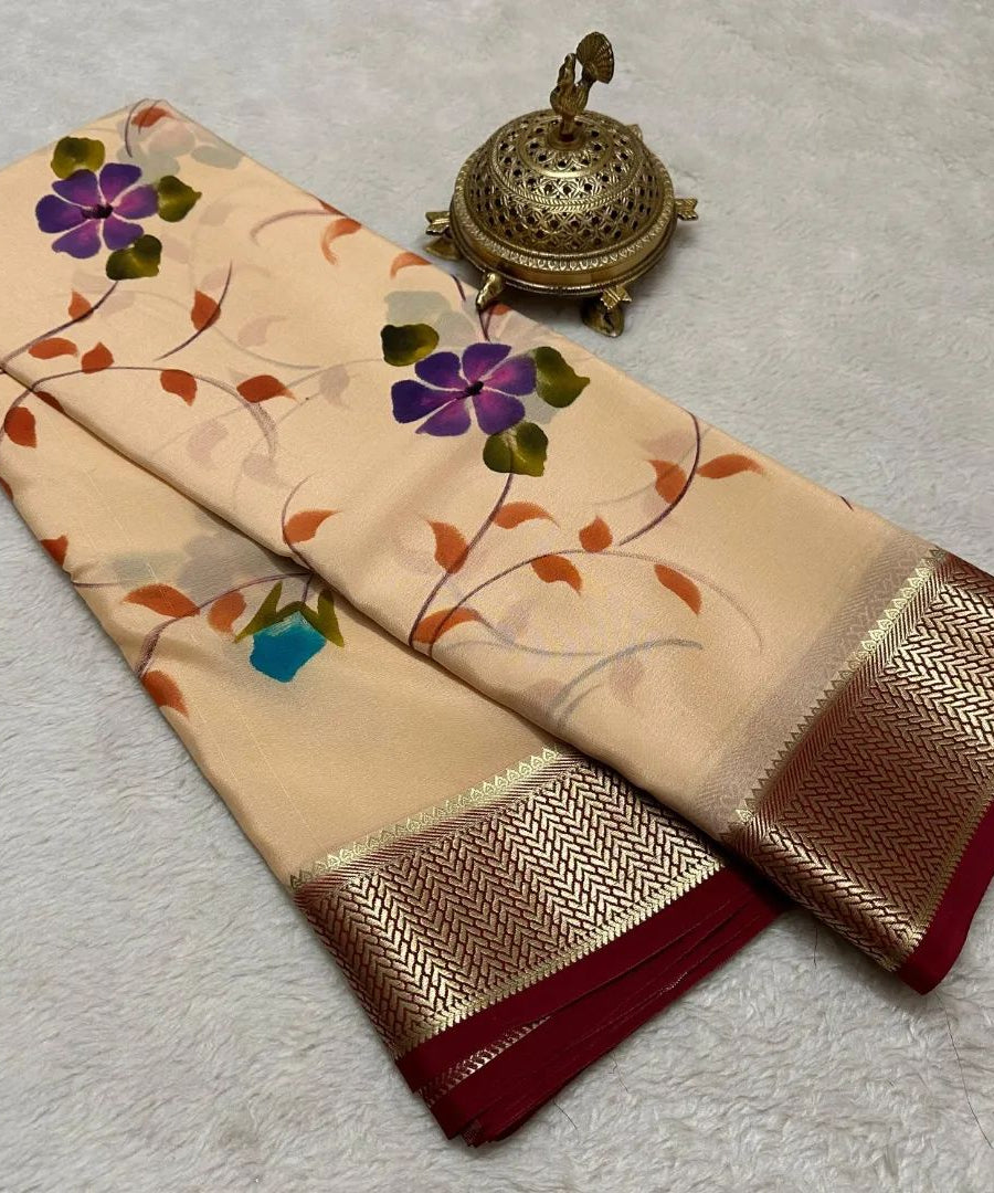 Pure Mysore Printed crepe silk sarees