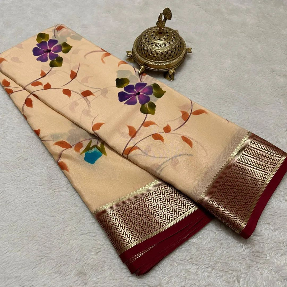 Pure Mysore Printed crepe silk sarees