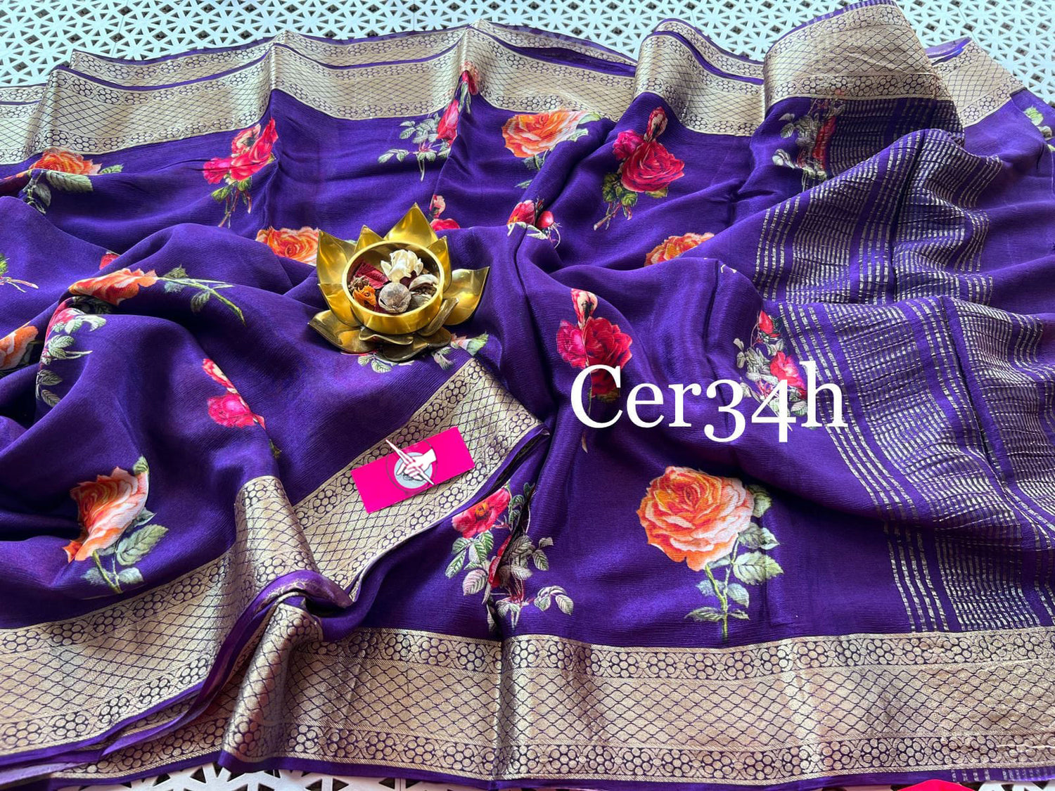 Classic Blue Digital Printed Silk Saree For Casual And Ethnic Outings