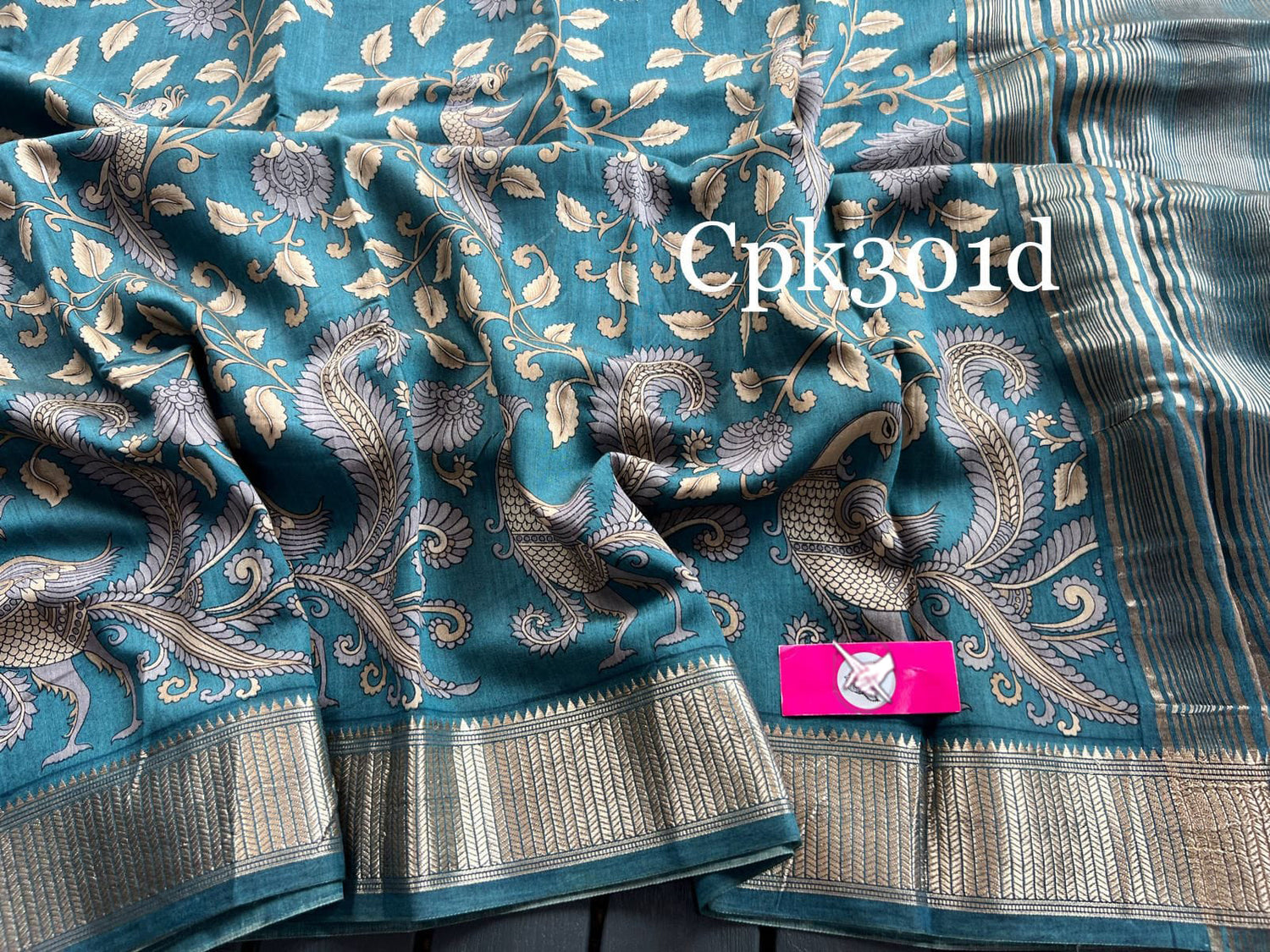 Casual Elegance Turquoise Soft Silk Digital Printed Saree With Rich Zari Accent