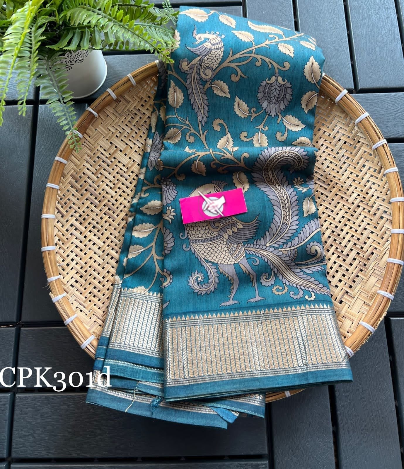 Casual Elegance Turquoise Soft Silk Digital Printed Saree With Rich Zari Accent