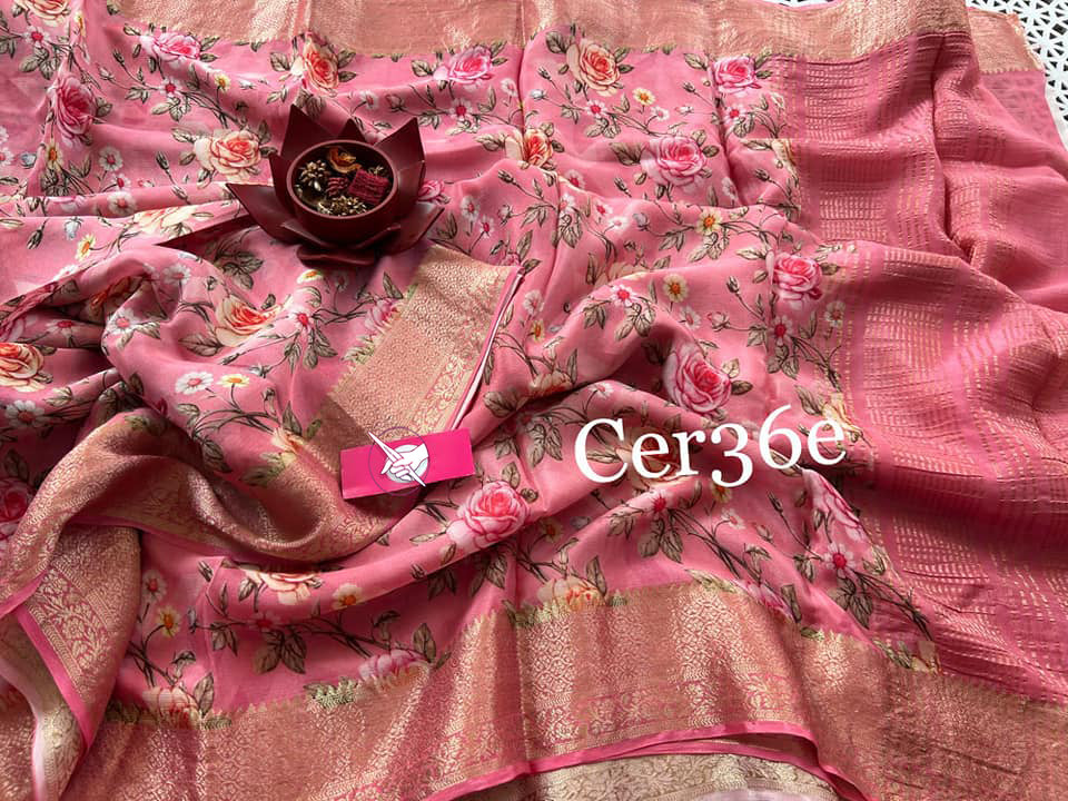 Classic Pink Traditional Soft Silk Saree With Stylish Digital Designs
