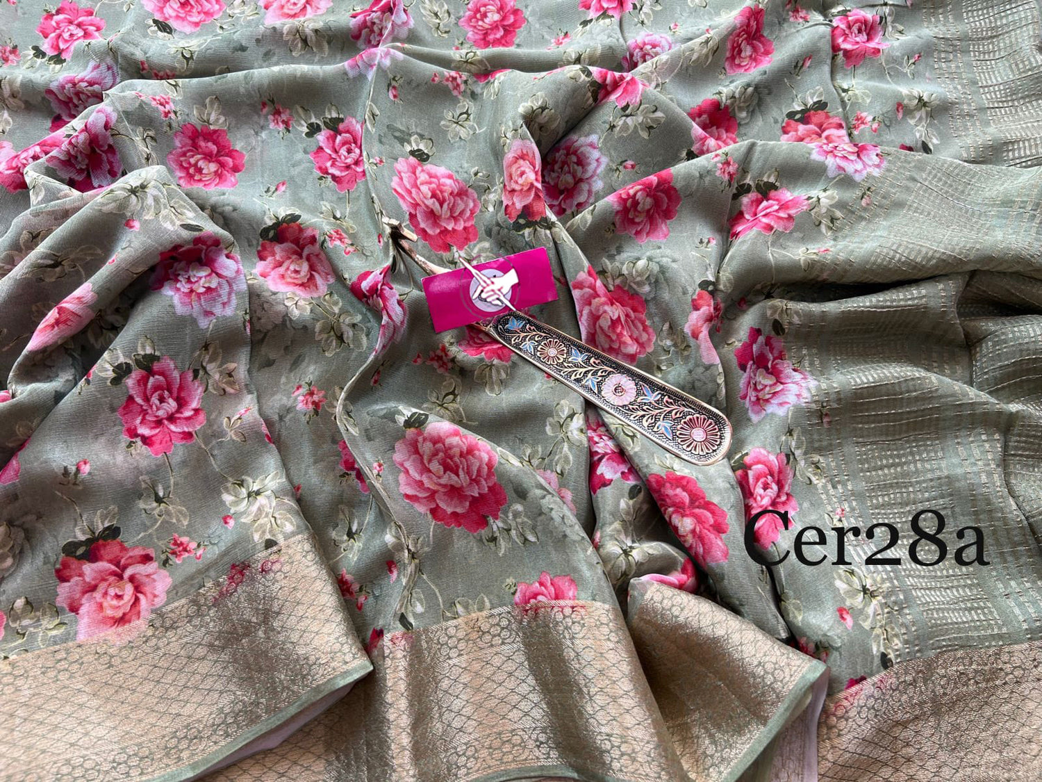 Cultural Grey Digital Printed Soft Silk Saree For Regular And Office Wear