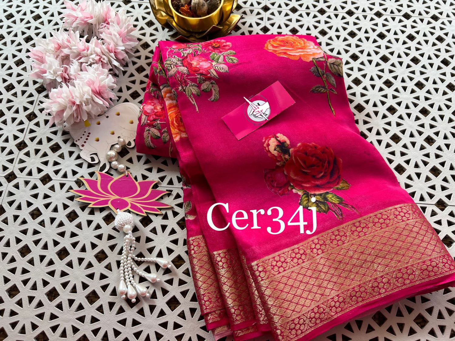 Soft Drape Pink Silk Saree With Printed Design Perfect For Daily Use