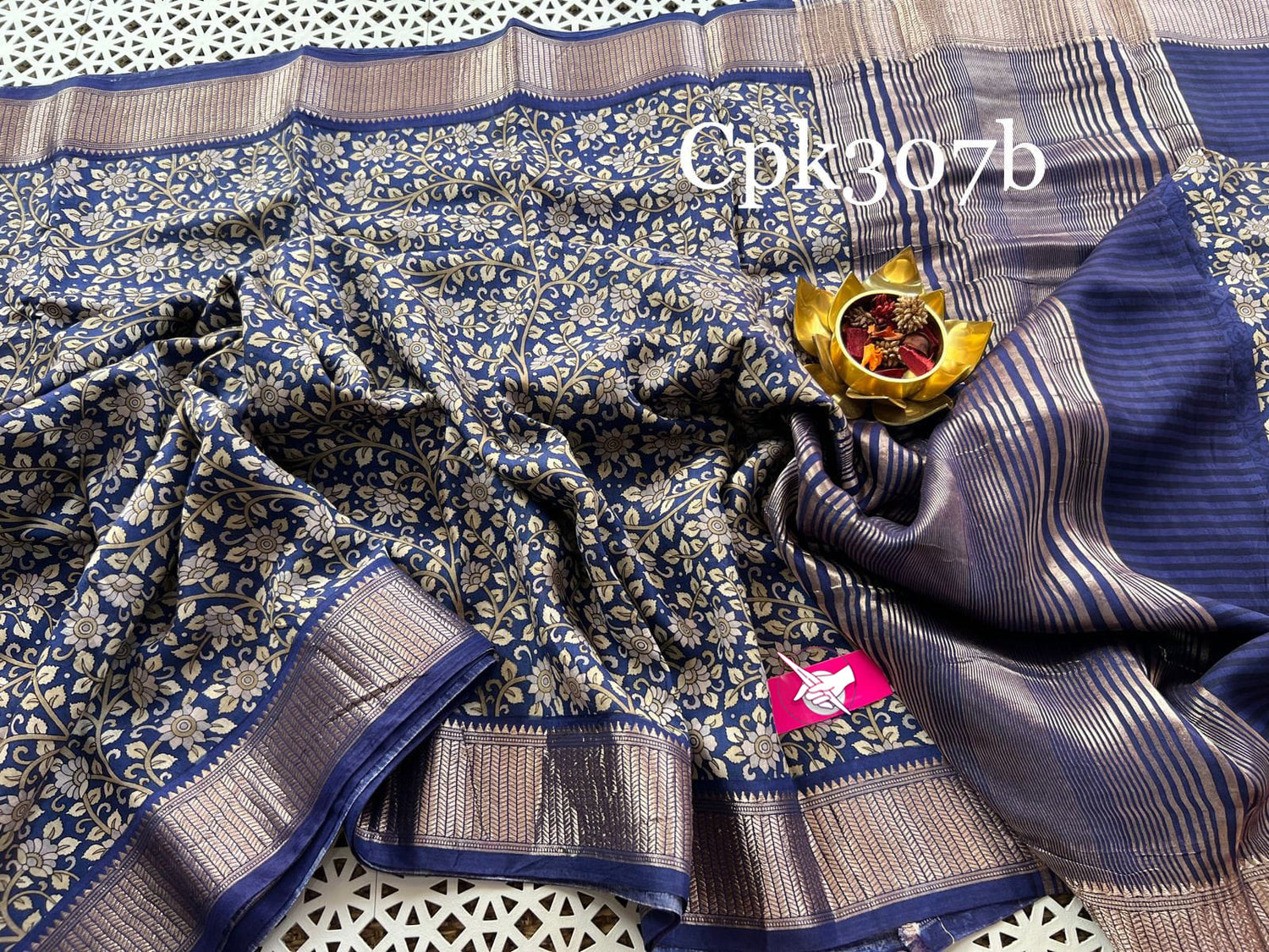 Pure Tussar Soft Silk Saree In Blue With Elegant Zari Borders