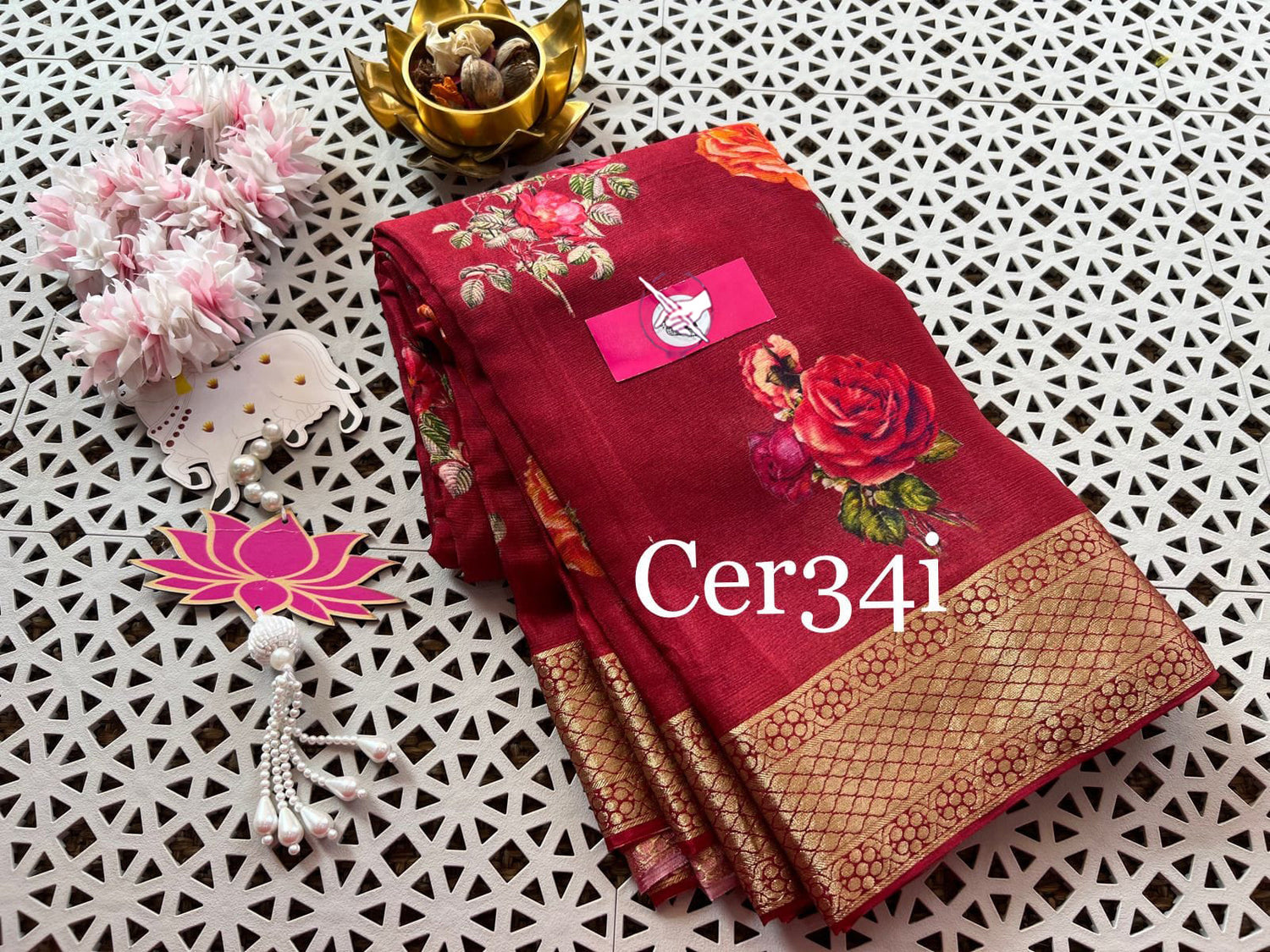 Everyday Grace Maroon Soft Silk Digital Printed Saree For Women
