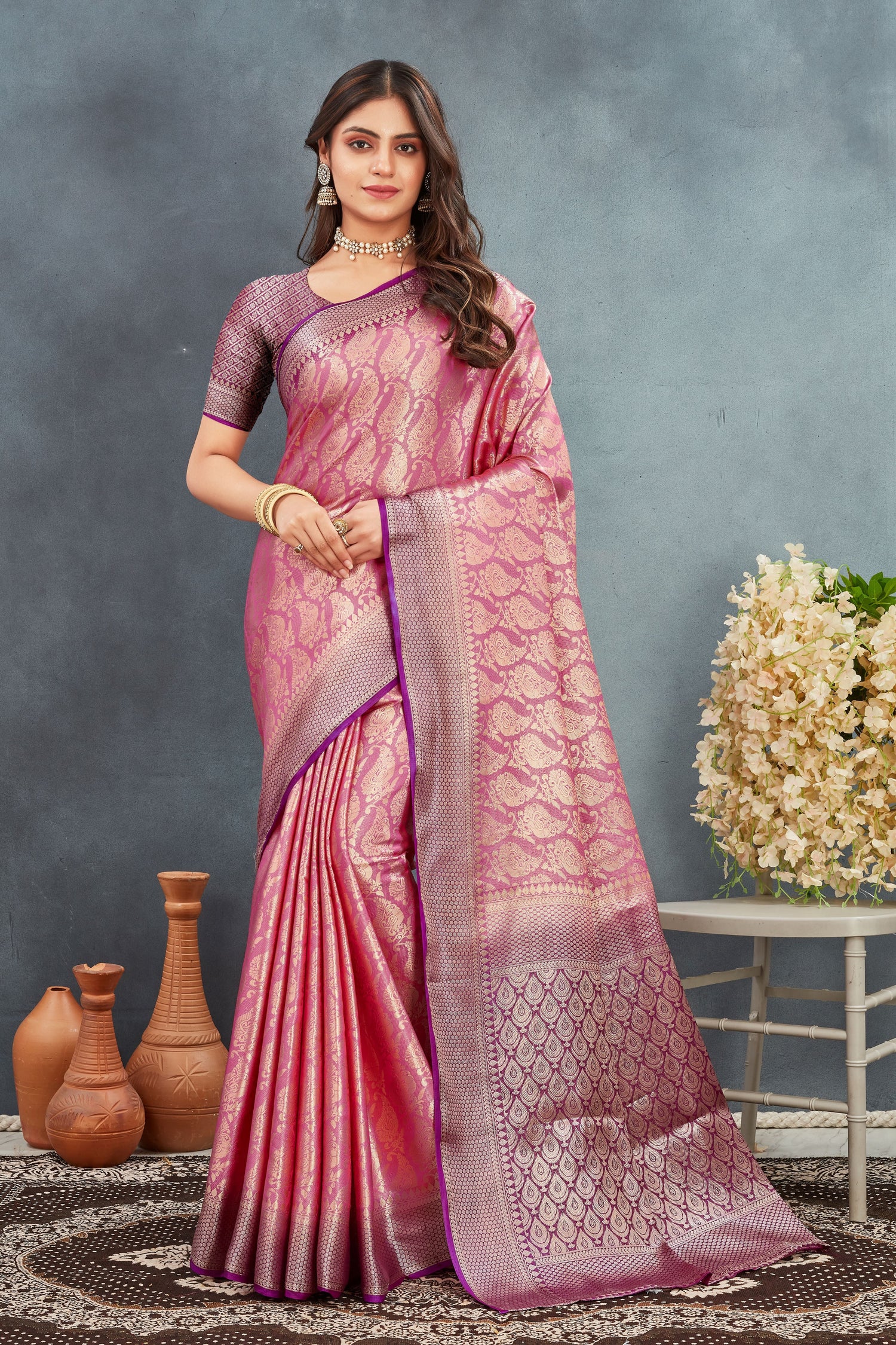 Cultural Indian Wedding Saree In Mysore Brocade Silk With Zari And Stylish Blouse