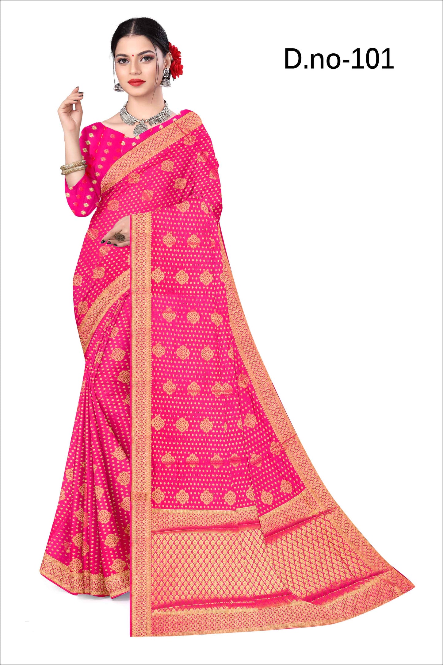 Golden Grace: Jaquard Silk Saree with Intricate Zari Work in Pink