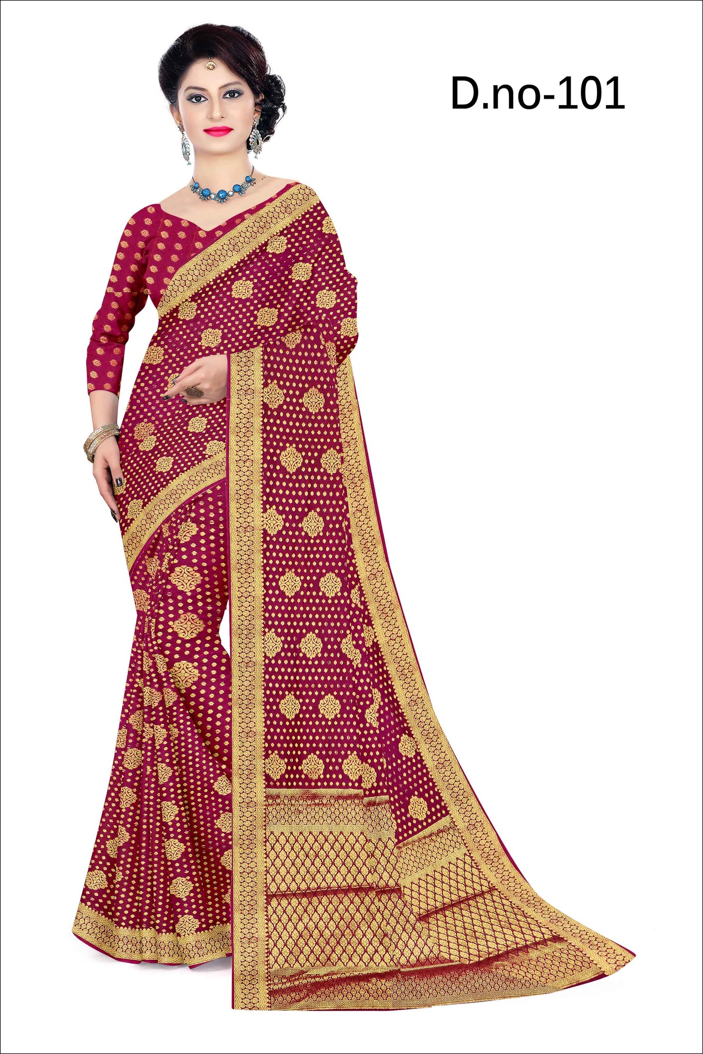 Golden Grace: Jaquard Silk Saree with Intricate Zari Work in Maroon