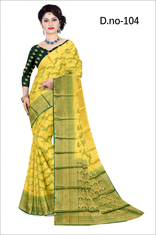 Golden Grace: Jaquard Silk Saree with Intricate Zari Work in Yellow