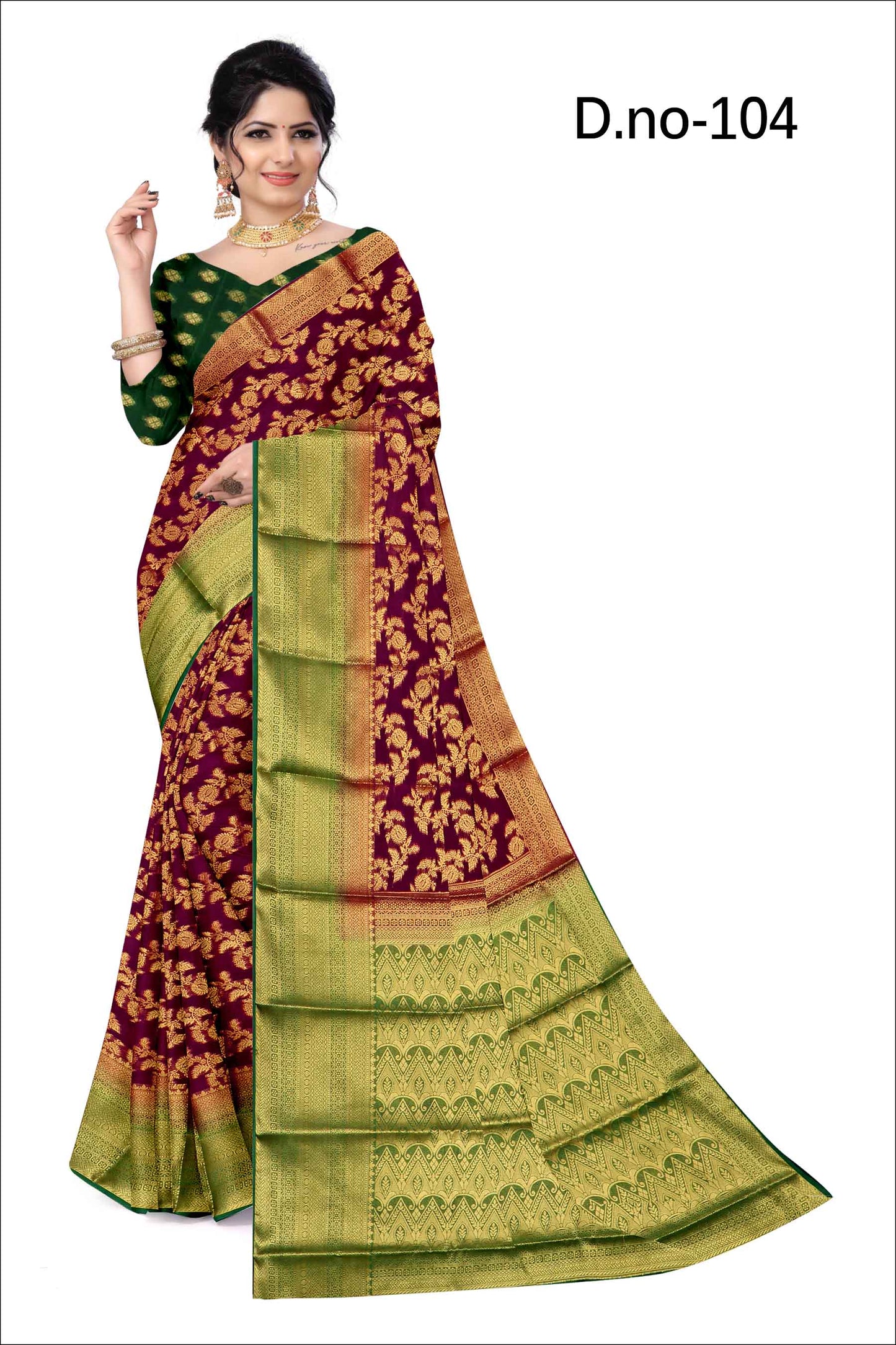 Golden Grace: Jaquard Silk Saree with Intricate Zari Work in Maroon