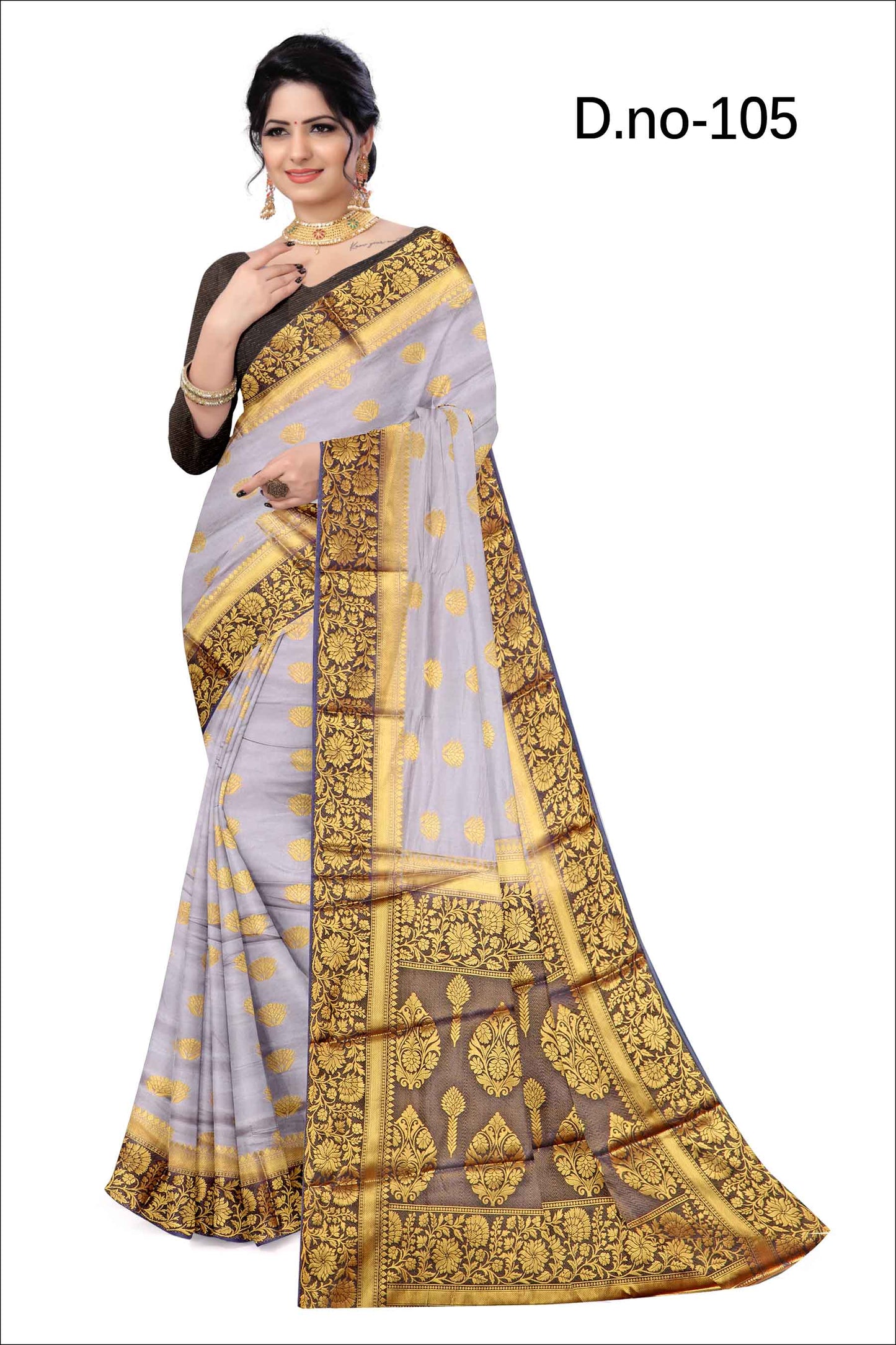 Golden Grace: Jaquard Silk Saree with Intricate Zari Work in Lavender