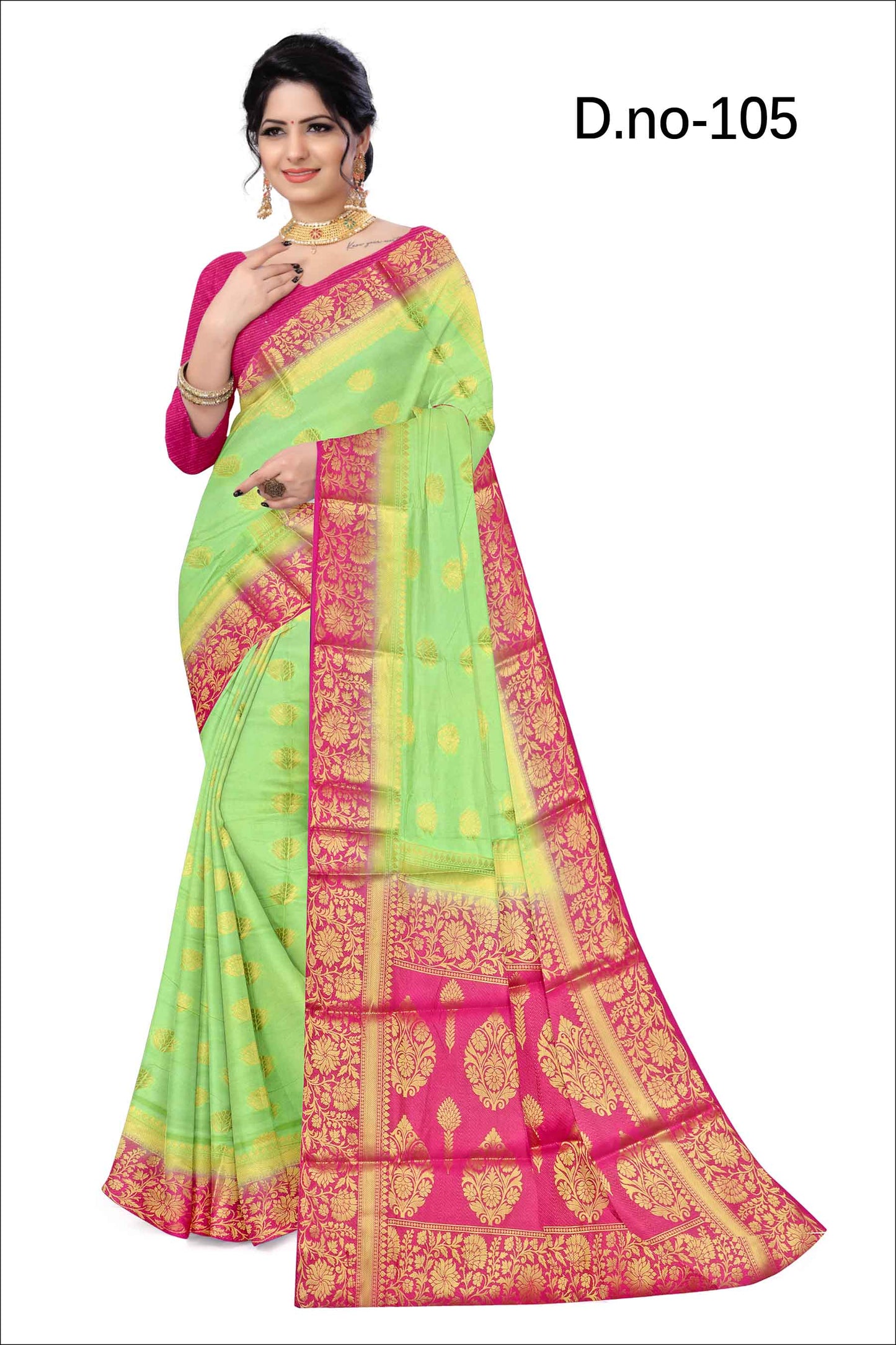 Golden Grace: Jaquard Silk Saree with Intricate Zari Work in Light Green