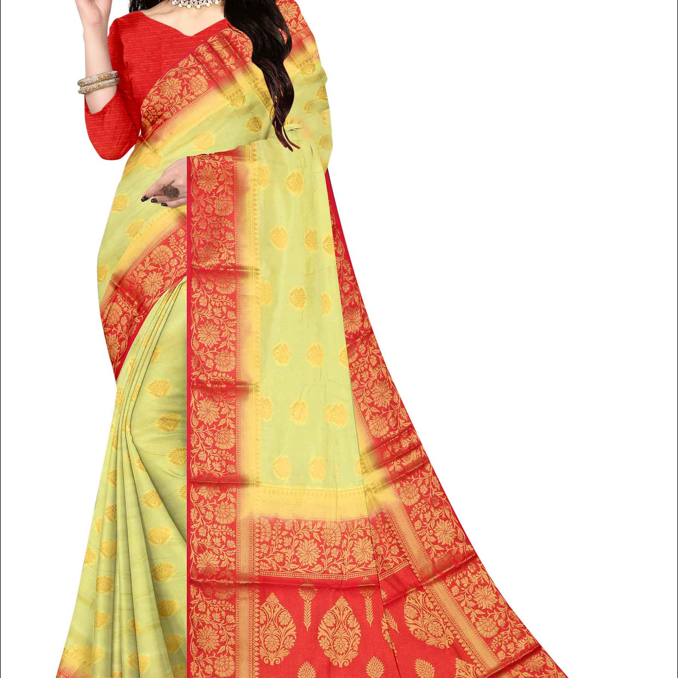 Golden Grace: Jaquard Silk Saree with Intricate Zari Work in Yellow