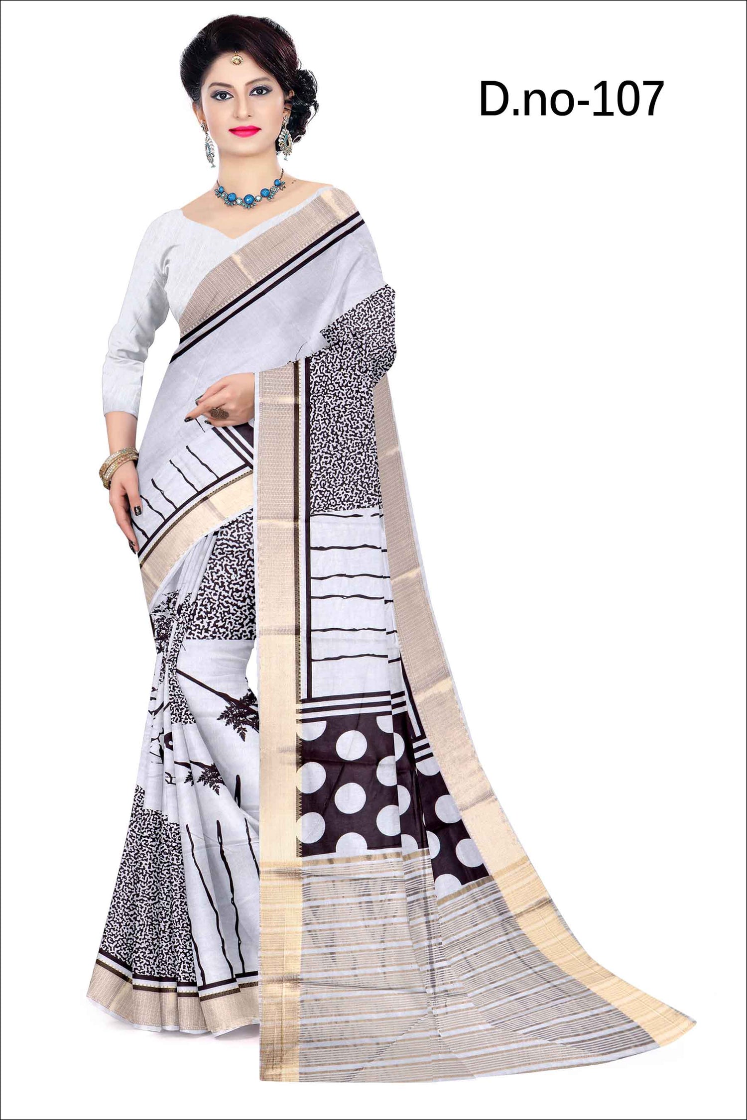 Elegant White And Blue Silk Casual Saree Fancy Print And Traditional Touch