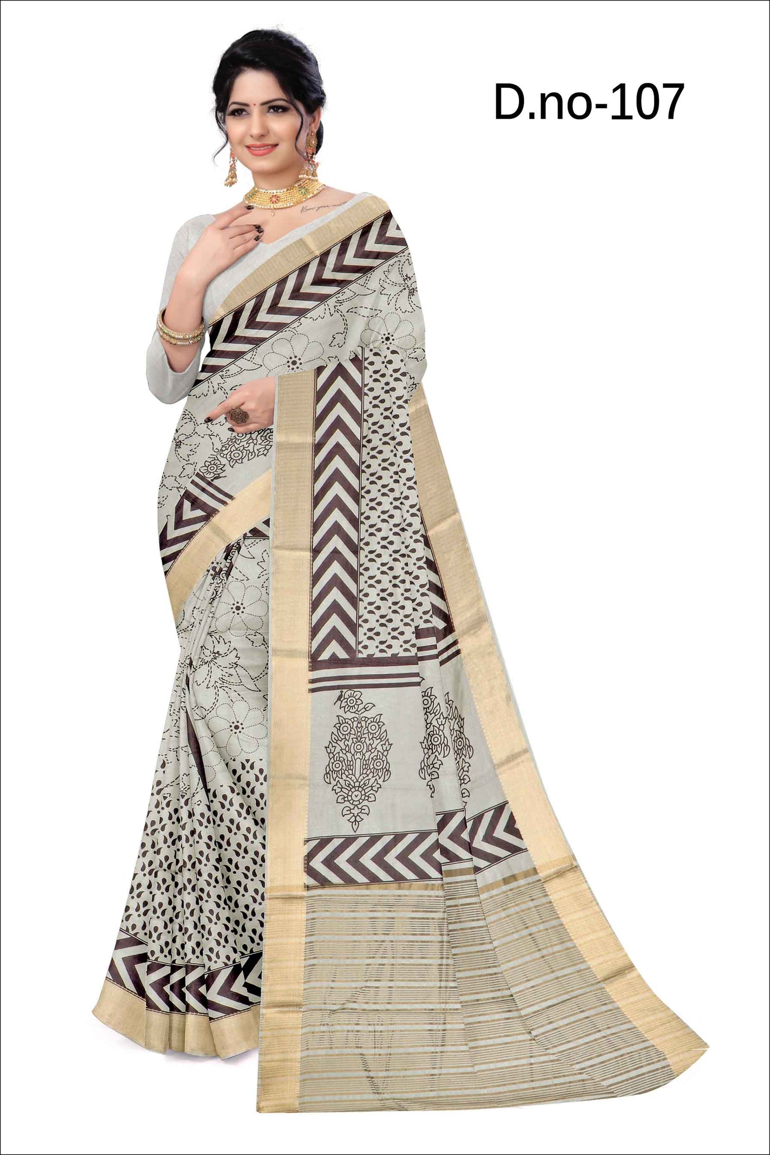 Trendy White And Blue Casual Silk Saree Traditional Fancy Print Fusion