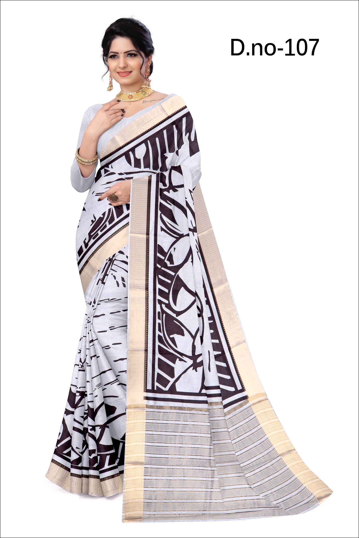 White And Black Traditional Silk Fancy Saree Printed For Everyday Grace