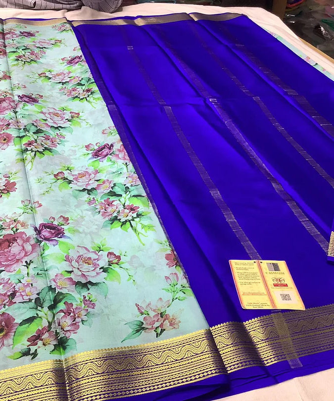 Pure Mysore Printed crepe silk sarees