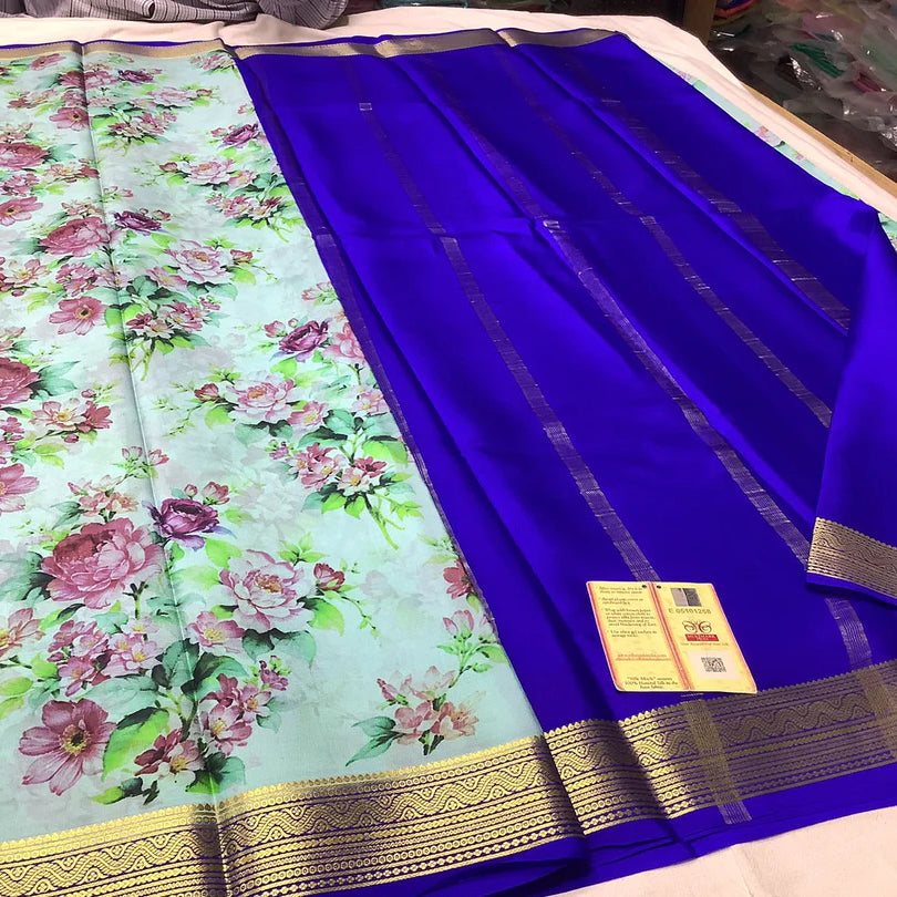 Pure Mysore Printed crepe silk sarees