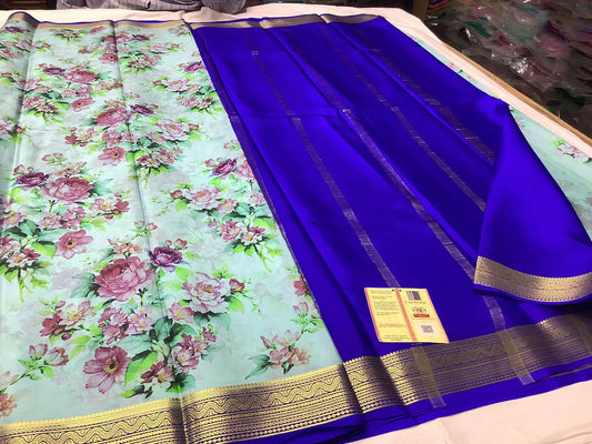 Pure Mysore Printed crepe silk sarees*🎉