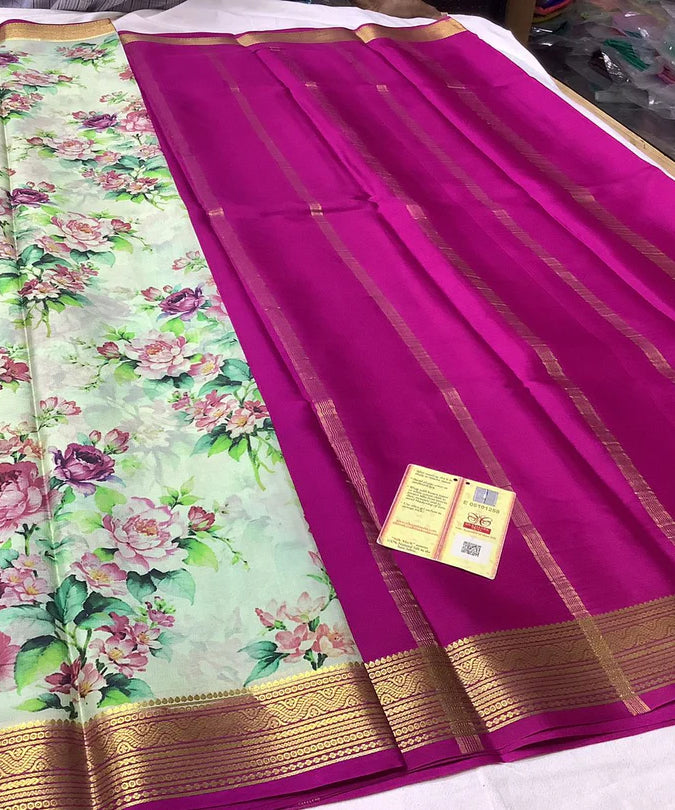 Pure Mysore Printed crepe silk sarees