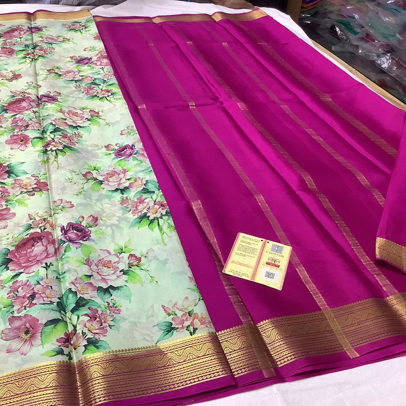 Pure Mysore Printed crepe silk sarees