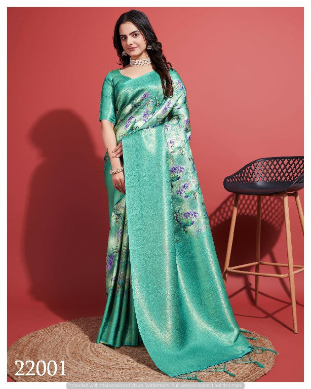 Rama Soft Silk Digital Saree Designer Traditional Festive Attire