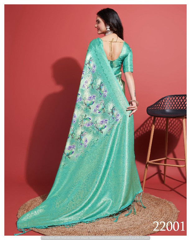 Rama Soft Silk Digital Saree Designer Traditional Festive Attire