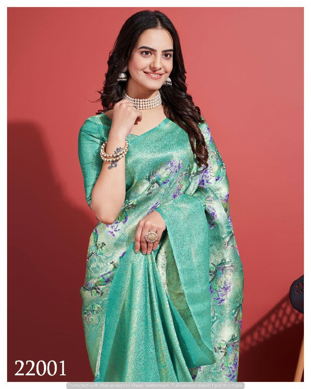 Rama Soft Silk Digital Saree Designer Traditional Festive Attire