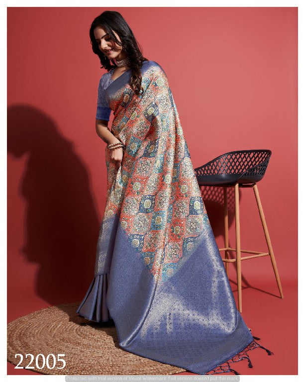 Festive Purple Soft Silk Saree Traditional Designer Digital Style