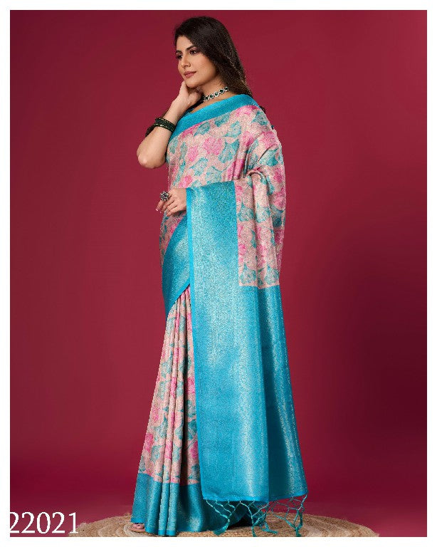 Rama Festival Ready Soft Silk Saree Digital Printed Designer Look