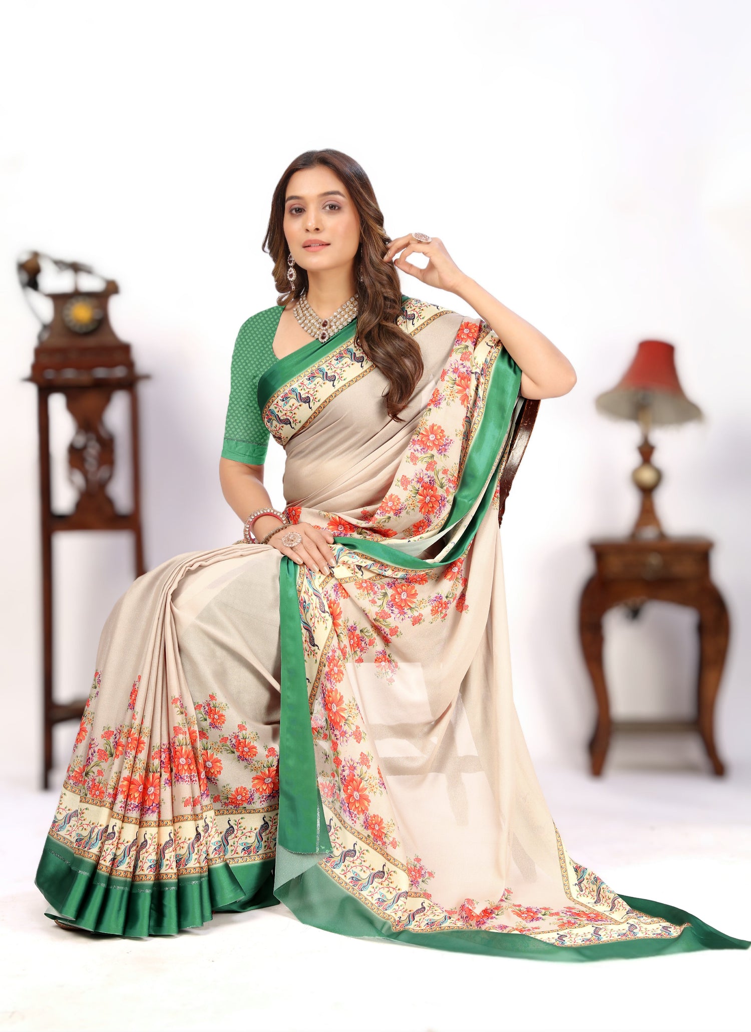 Premium Traditional Silk Saree In Viscose Georgette Print