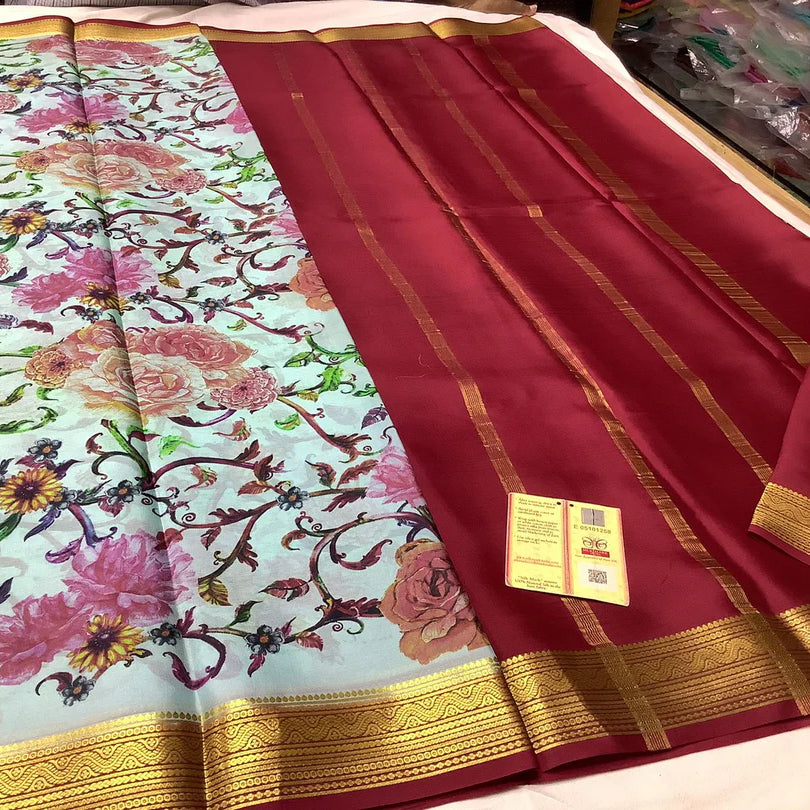 Pure Mysore Printed crepe silk sarees