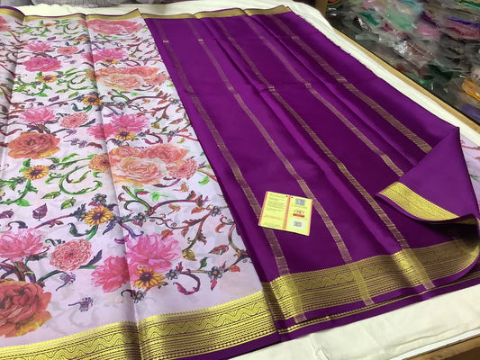 Pure Mysore Printed crepe silk sarees*🎉