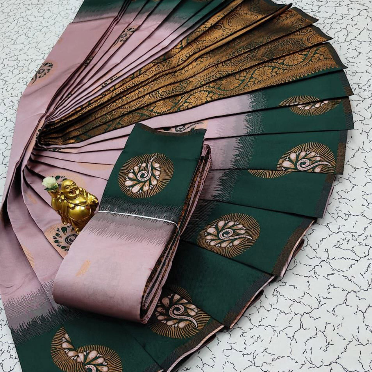Designer South Indian Saree Pink Kubera Pattu Silk With Fancy Weaving