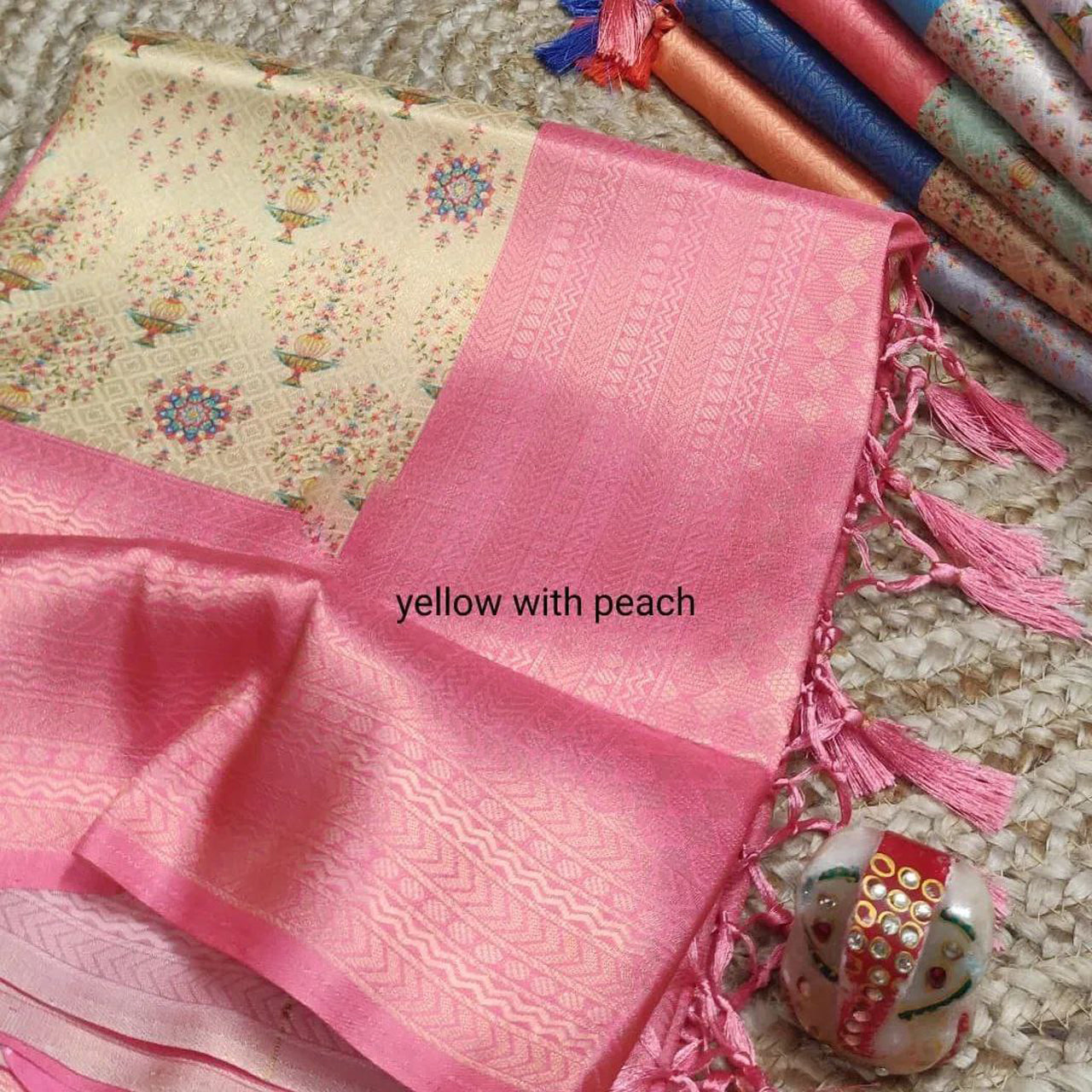 Vibrant Yellow Casual Saree Soft Silk Digital Print And Party Blouse