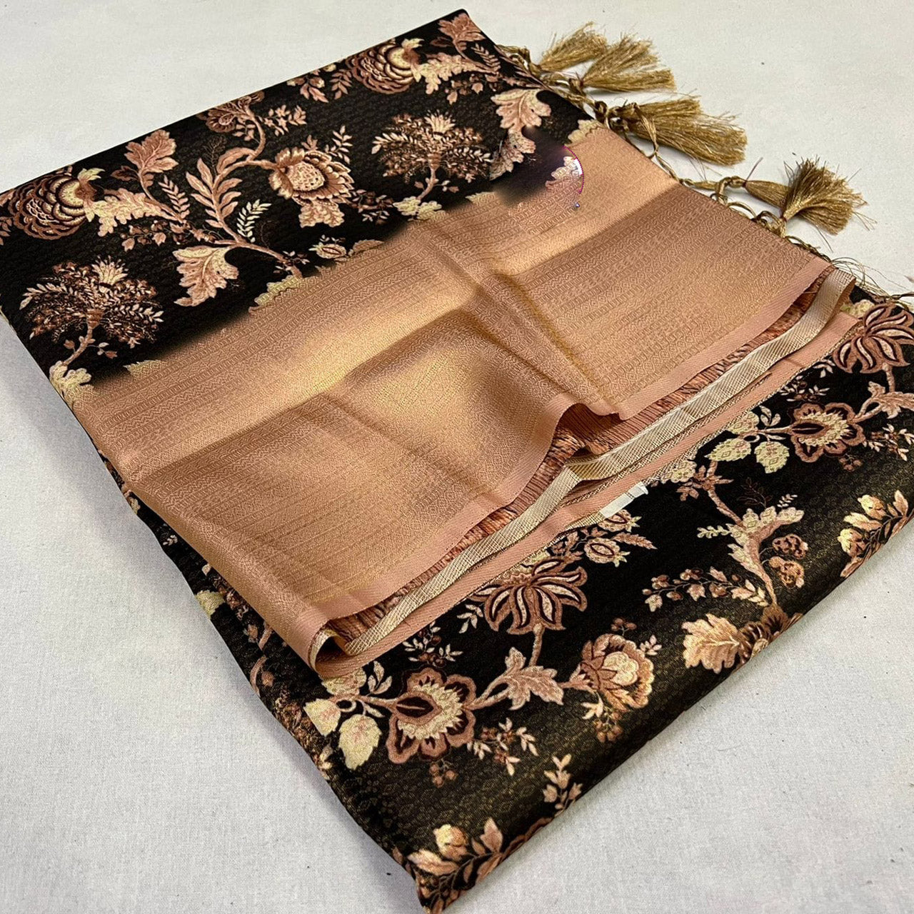 Chic Black Digital Print Soft Silk Saree Perfect For Daily Wear