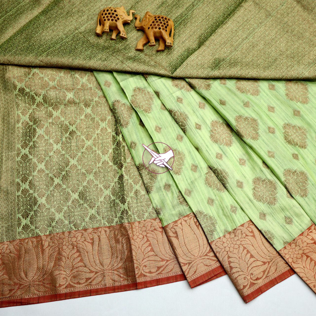 Stunning Sea Green Handloom Korvai Silk Saree With Fancy Wedding Blouse