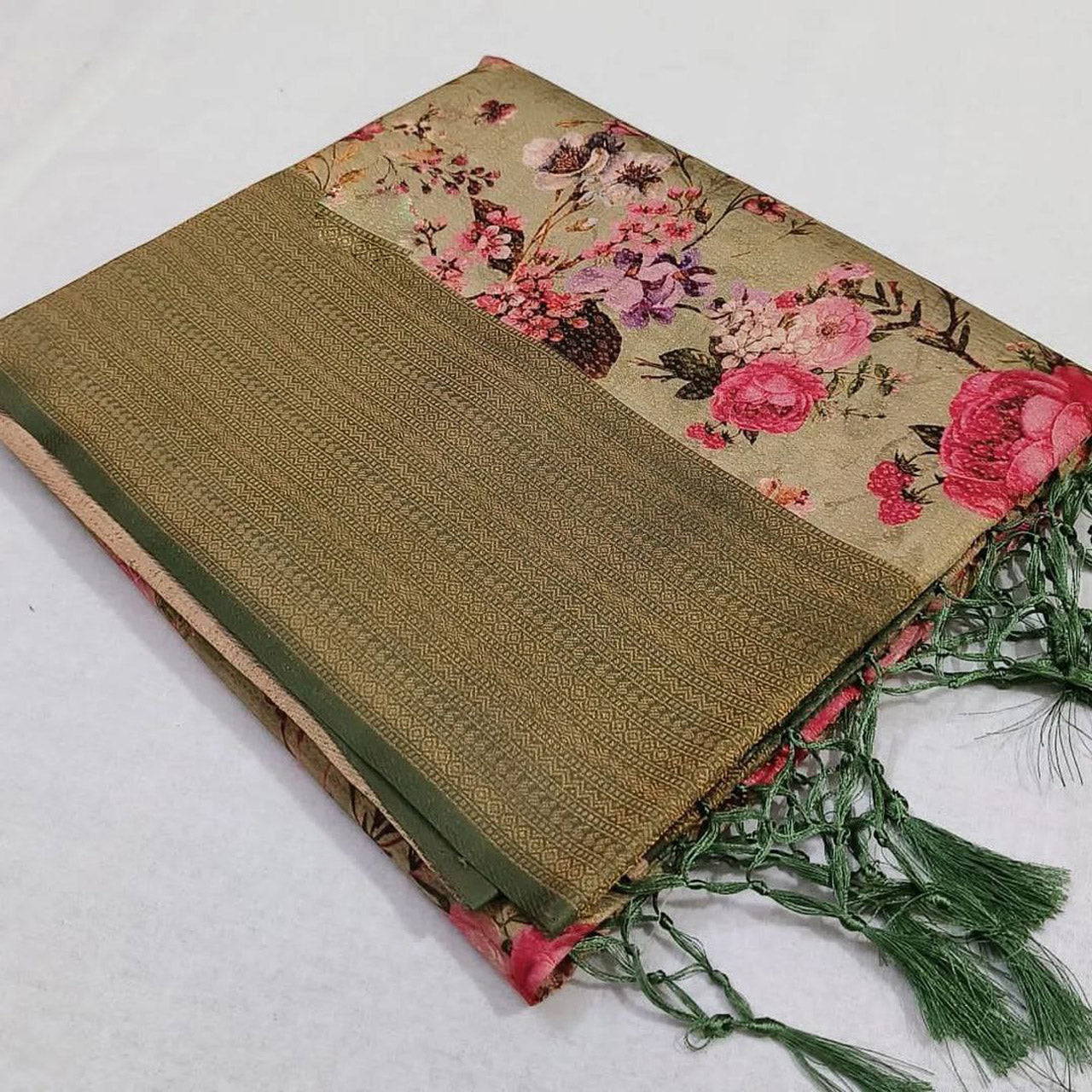 Trendy Brown Digital Printed Soft Silk Saree Casual Wear Edition