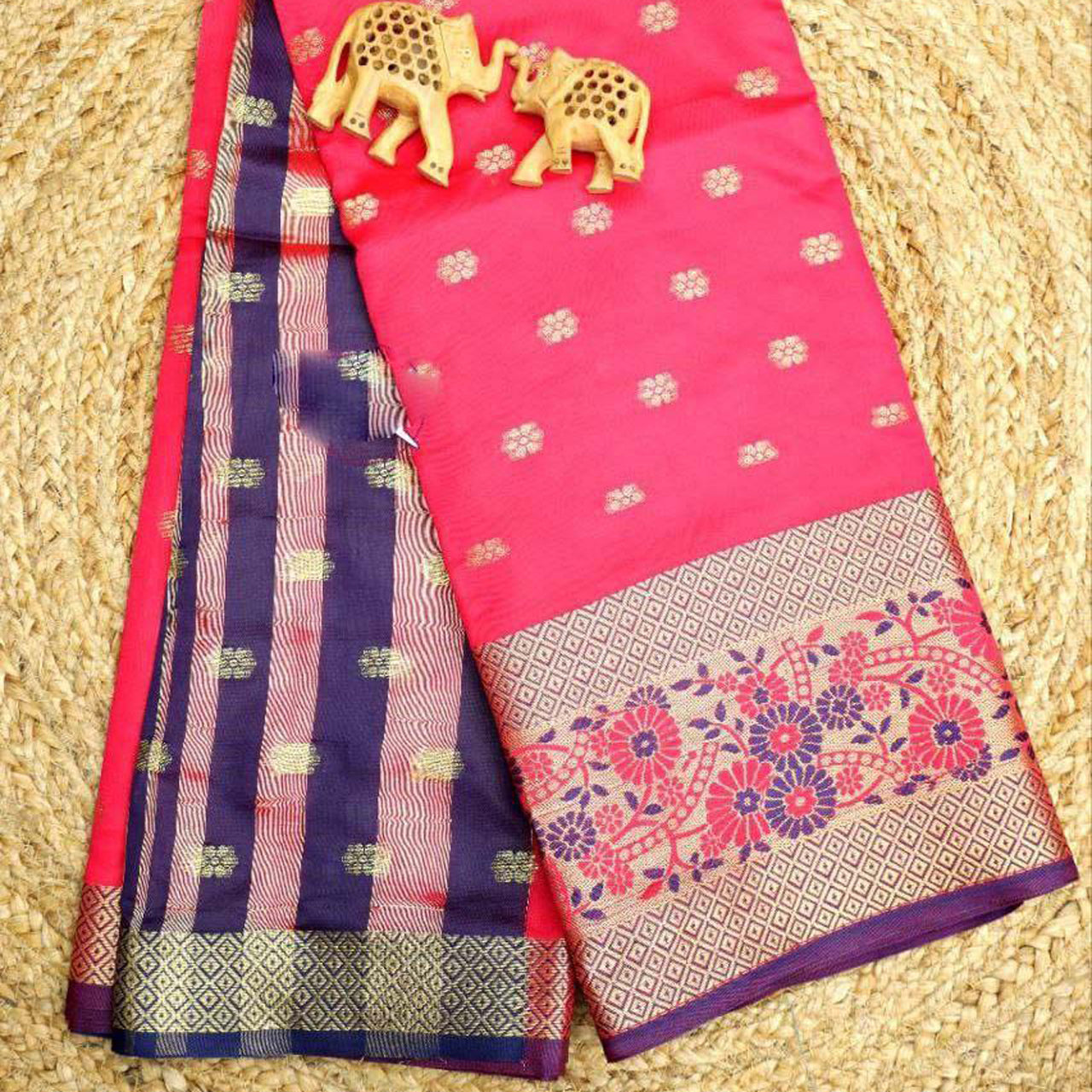 Festive Rani Korvai Silk Saree Handcrafted Weaving For Designer Appeal