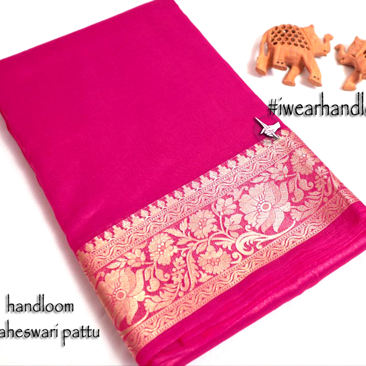 Soft Tissue Silk Maheshwari Pattu Saree Pink Plain With Rich Zari Weave