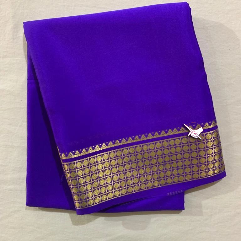 Heritage Blue Mysore Soft Silk Saree With Fancy Zari And Matching Blouse