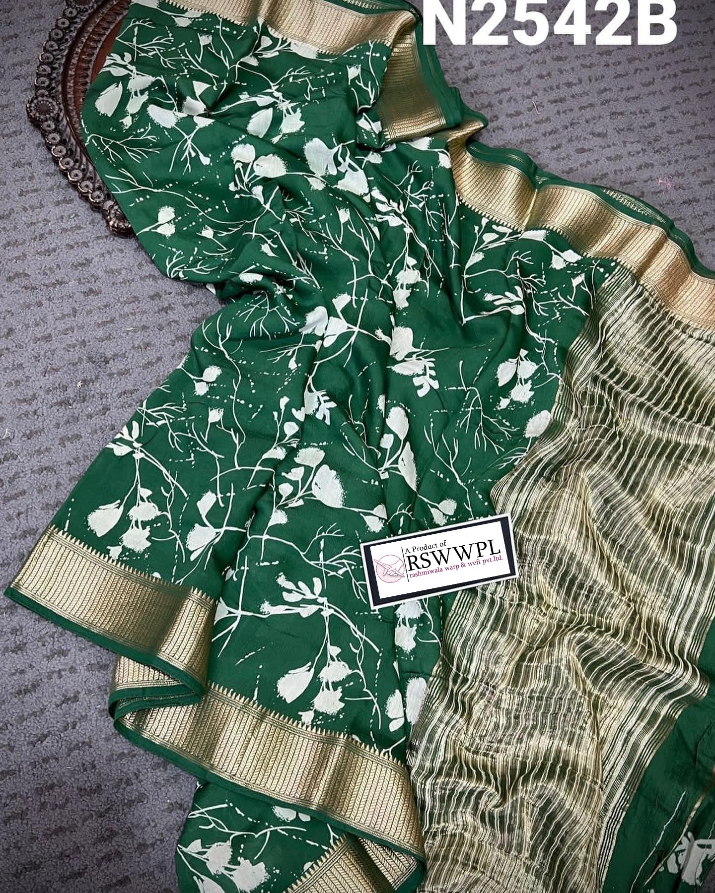 Handpicked Green Assam Pattu Saree In Dola Silk Digital Print Edition