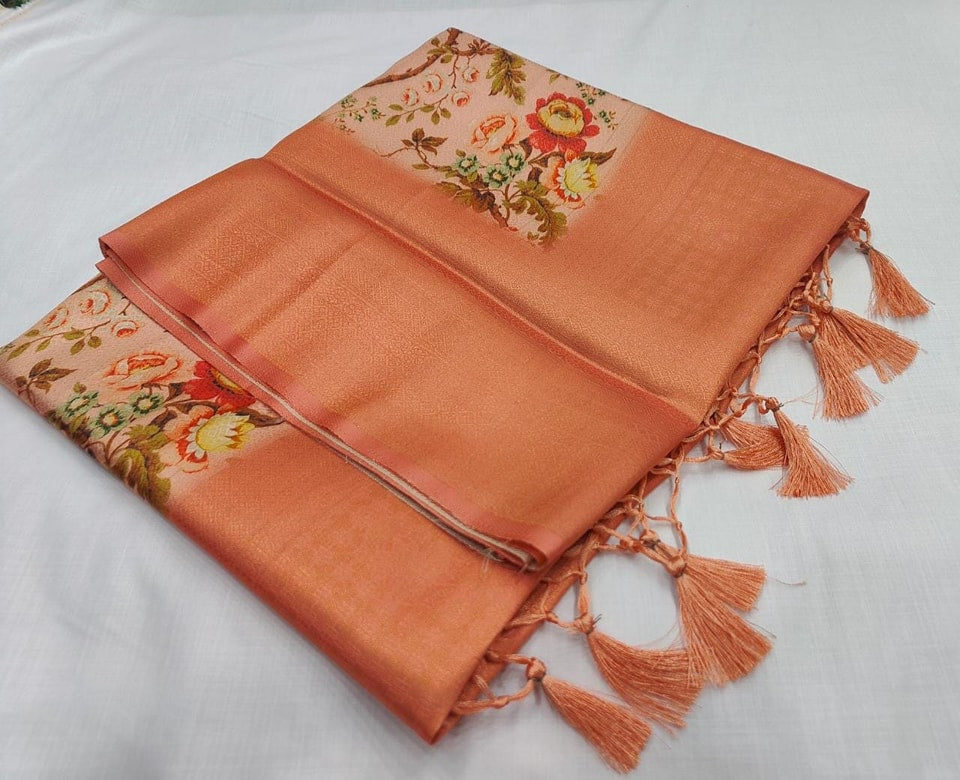 Digital Floral Printed Soft Silk Saree For Party Wear