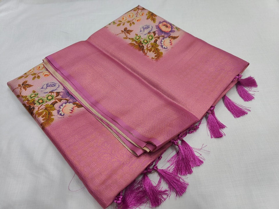 Glam Ethnic Wear Soft Silk Saree With Digital Art