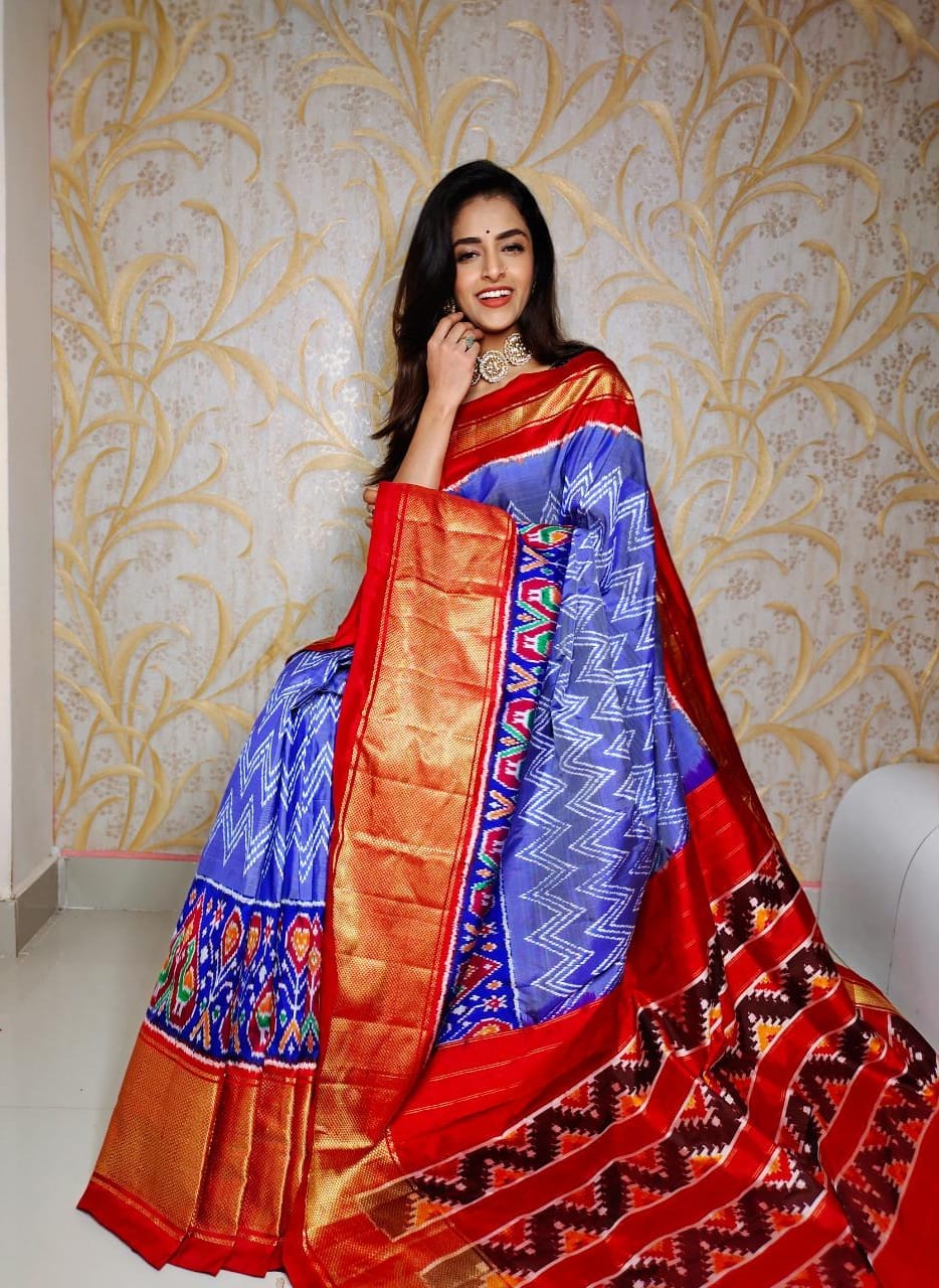 Handloom Kanchipuram Soft Silk Saree With Stylish Ikkat Digital Print Design