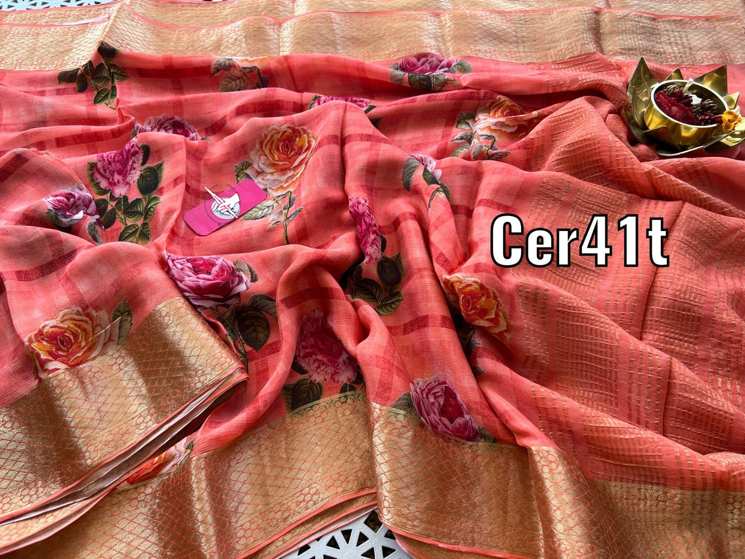 Smart Casual Pink Soft Silk Saree With Digital Print For Work And Home Wear