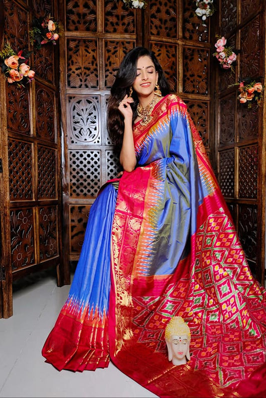 ikkat  Printed handloom Soft Silk Saree